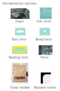Zipper Stand Up Pouch Customized printing Resealable for cookies pet food